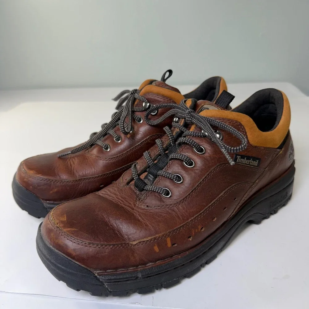 Timberland Travel Gear Brown Leather ACT‎ Hiking Shoes Mens 8.5 M 71103